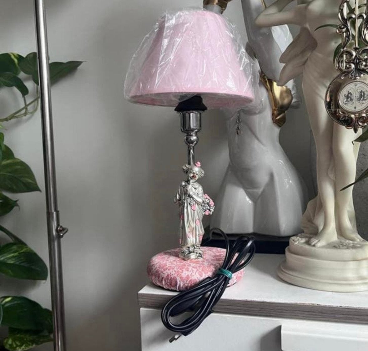 Zeldzaam! 2005 Marcello Giorgio tafel lamp zilveren clown, Roze, Ophalen of Verzenden, Zo goed als nieuw