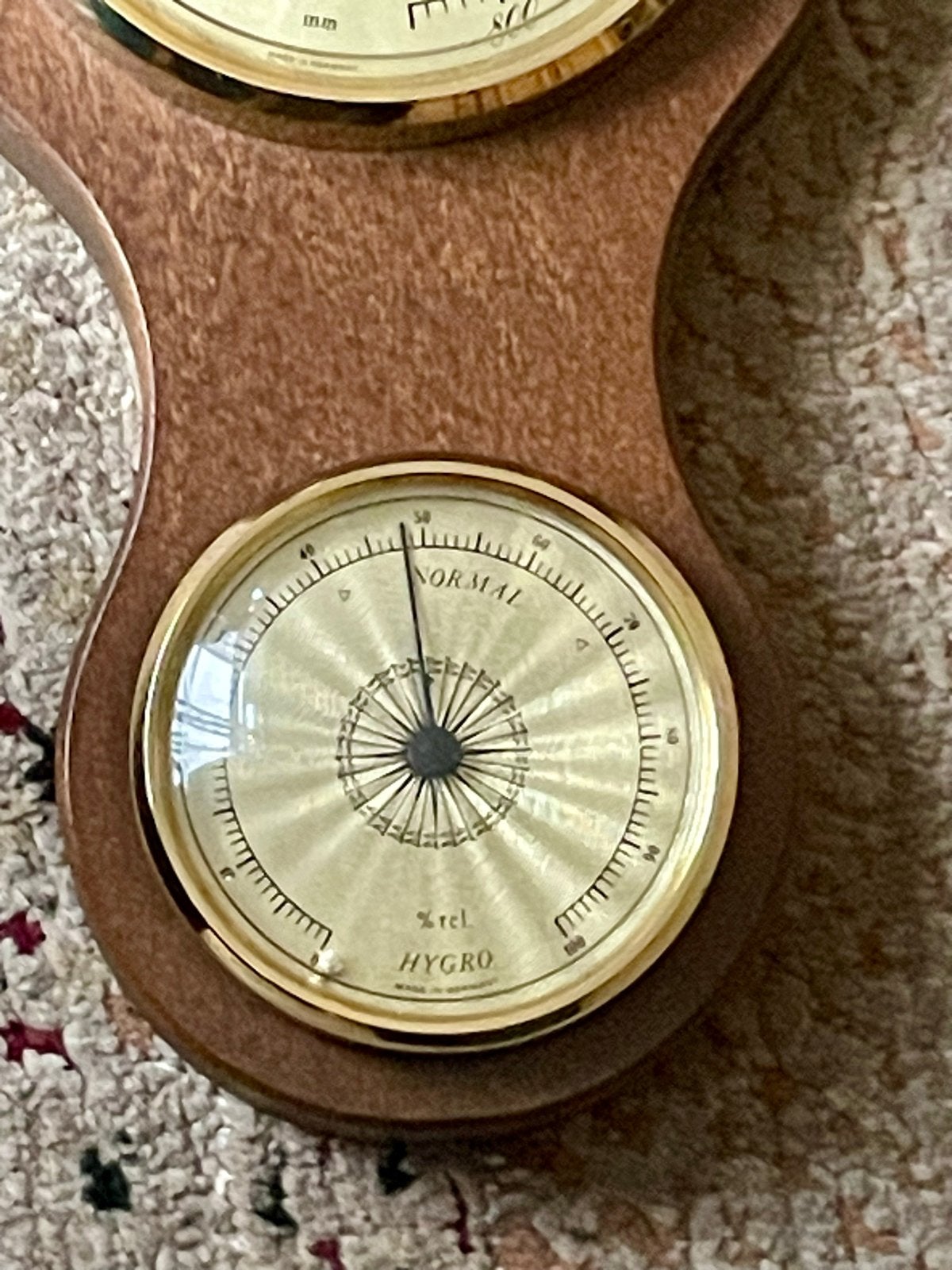 Vintage Houten Weerstation met Thermometer Barometer Hygrome, Ophalen of Verzenden, Gebruikt, Weerstation
