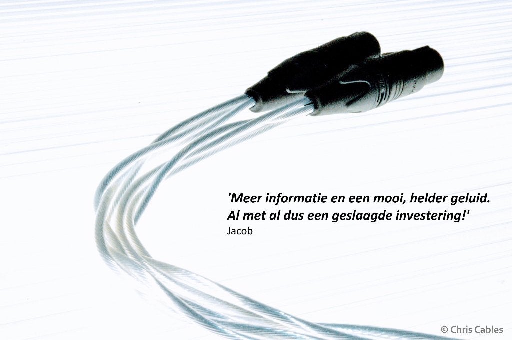 'The Crystal Clear XLR' puur zilver interlinks. ChrisCables, Verzenden, Nieuw, 3451HB/44, Interlink-kabel