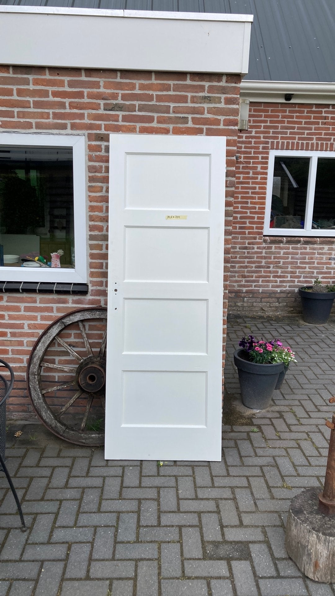 Antieke paneeldeur 72,5 x 201 cm, Ophalen, Gebruikt, Minder dan 80 cm, Binnendeur