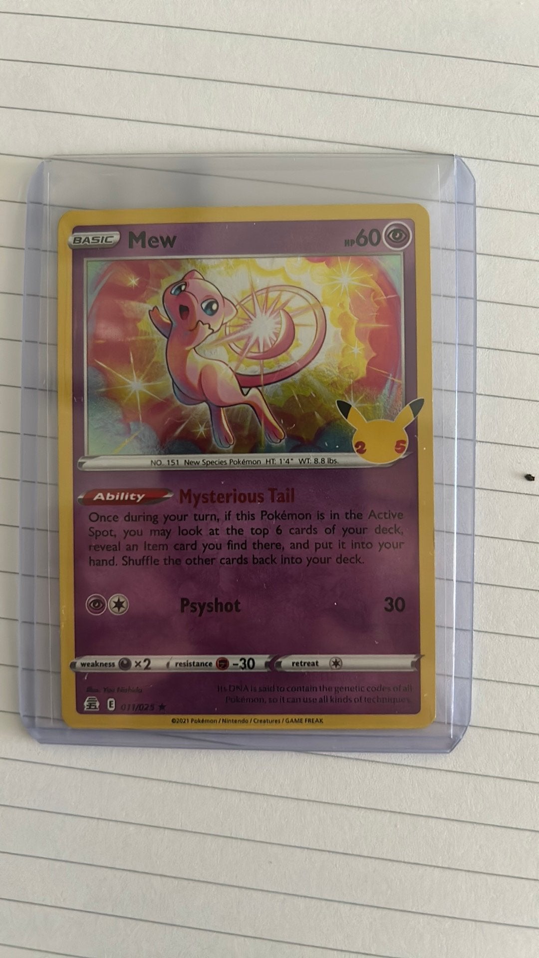 Pokemon mew kaart 011, Ophalen of Verzenden, Zo goed als nieuw, Losse kaart