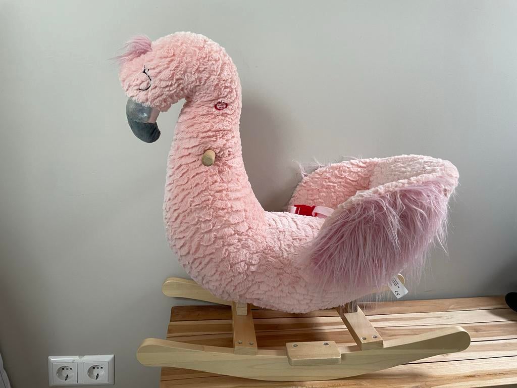 Roze schommelzwaan - Flamingo schommeldier, Kinderen en Baby's, Speelgoed | Overig, Ophalen, Zo goed als nieuw, Meisje