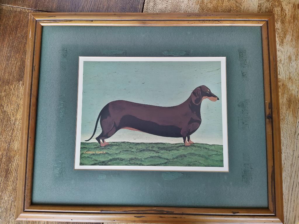 Teckel print van schilderij canvas kunstenaar Warren Kimble, Ophalen of Verzenden
