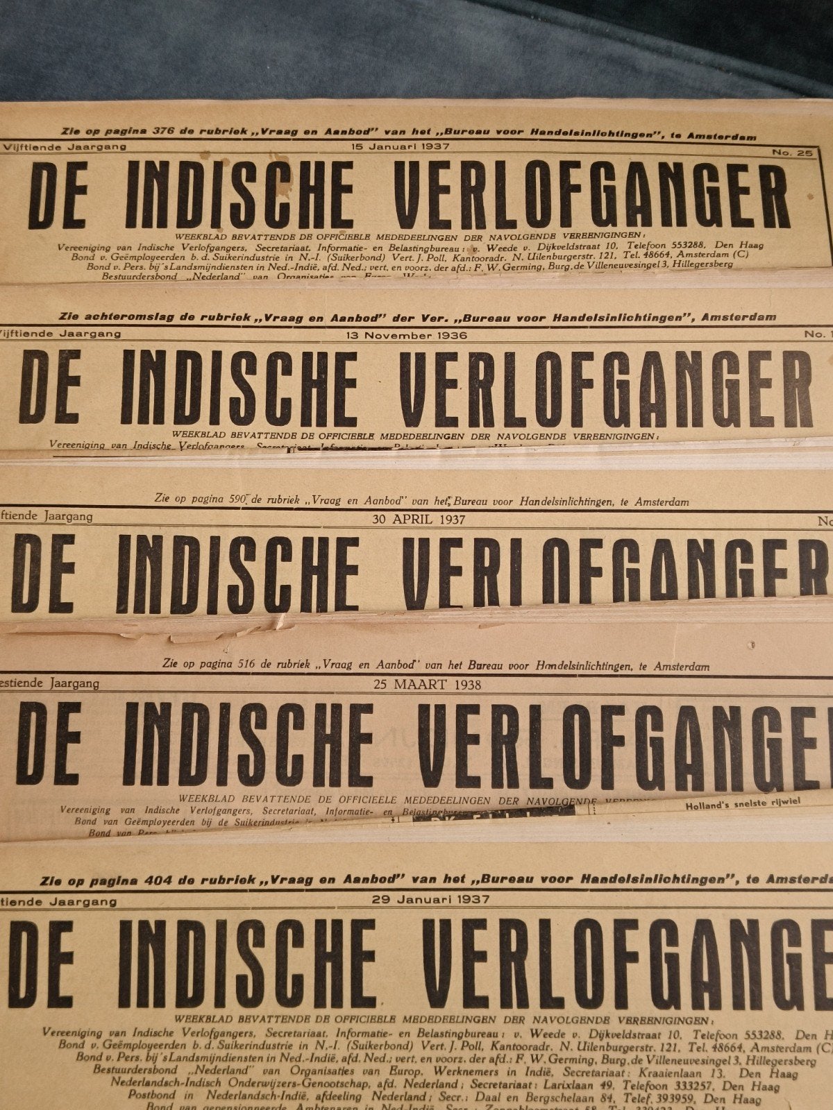 5 X " DE INDISCHE VERLOFGANGER", VEEL RECLAMES, Ophalen of Verzenden, Gelezen