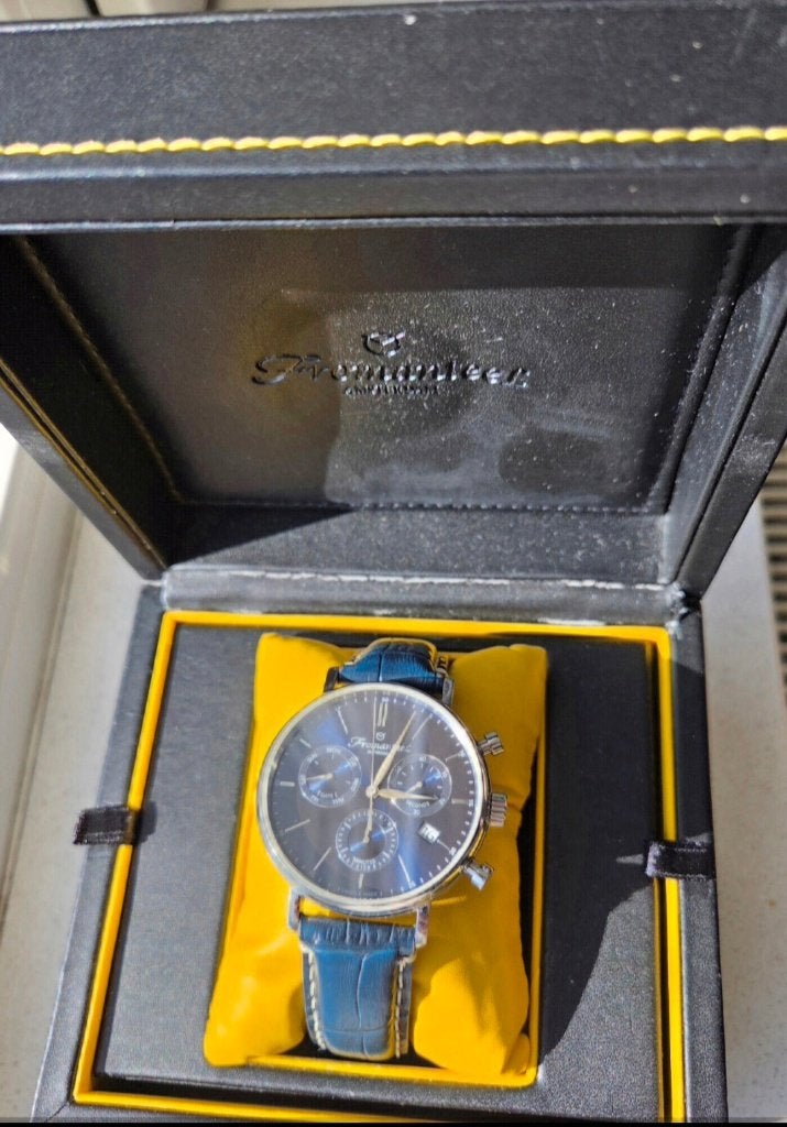 Fromanteel horloge heren, Overige merken, Leer, Polshorloge, Ophalen of Verzenden