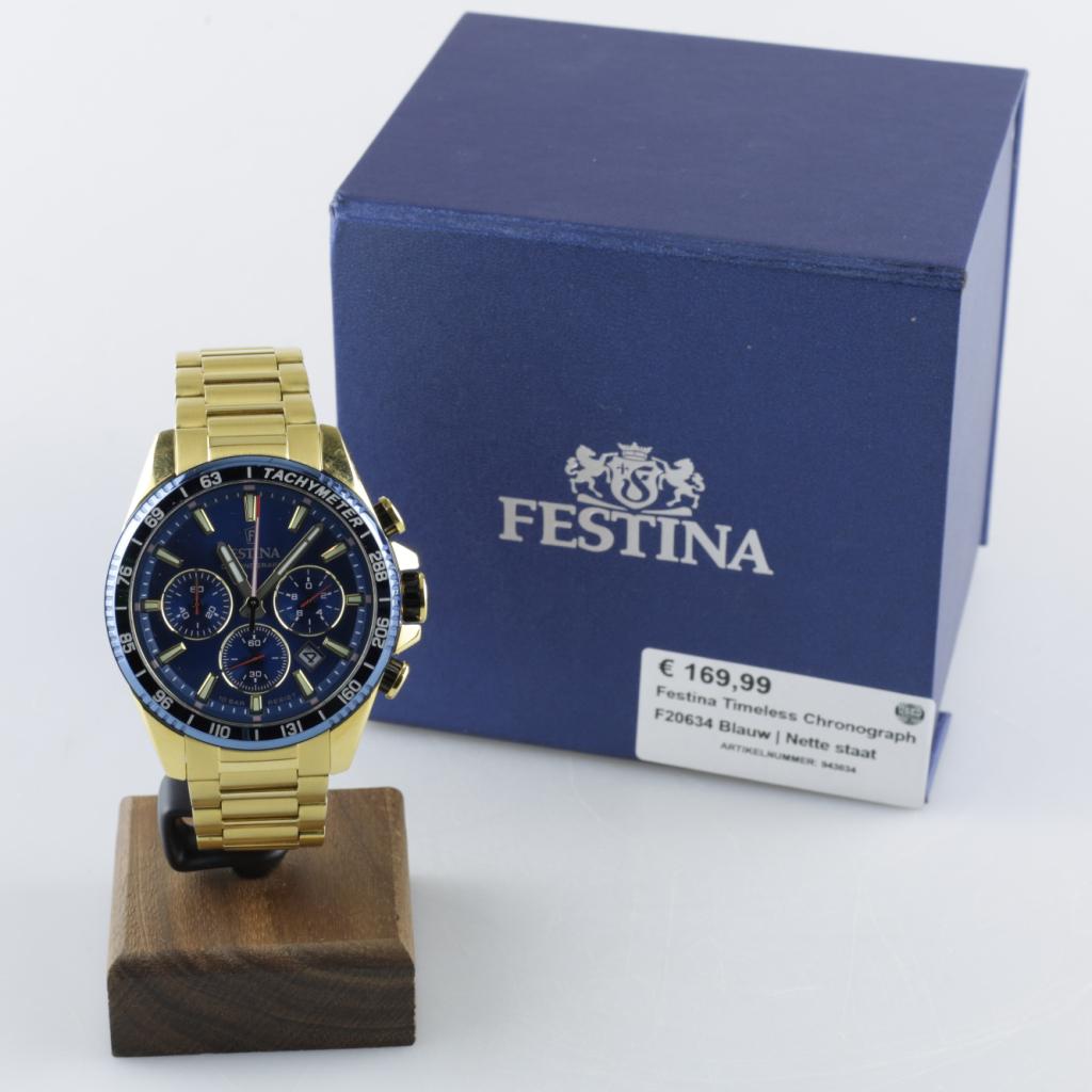 Festina Timeless Chronograph F20634 Blauw | Nette staat