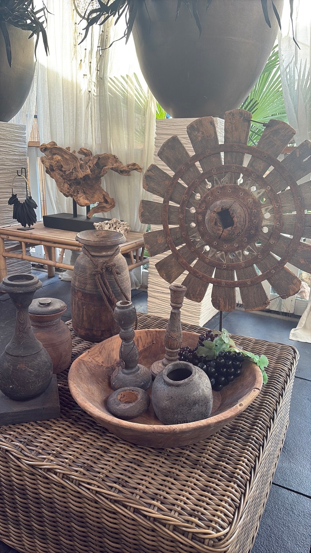 Super leuke oude landelijke woonaccessoires Aura Peeperkorn, Ophalen, Zo goed als nieuw, Rond, Hout