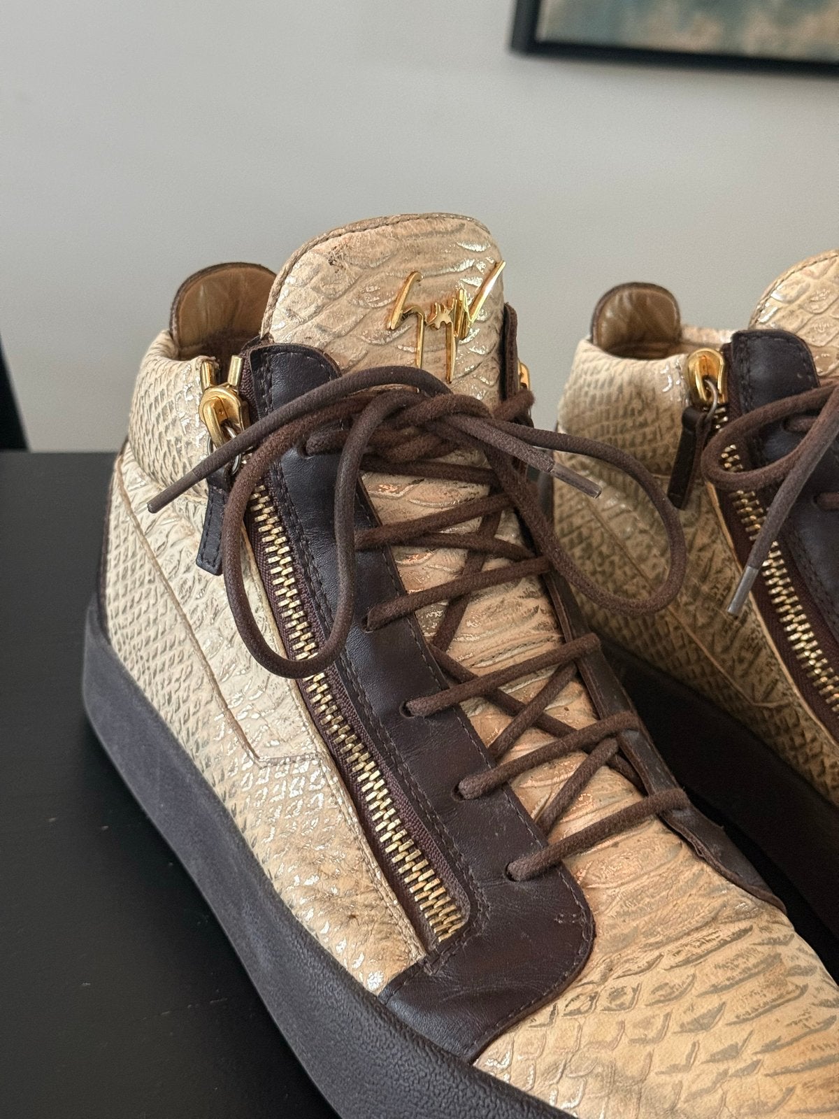 Zanotti Sneakers - Exclusieve Gouden Python Print, Kleding | Heren, Schoenen, Ophalen, Gedragen, Overige kleuren, Sneakers of Gympen