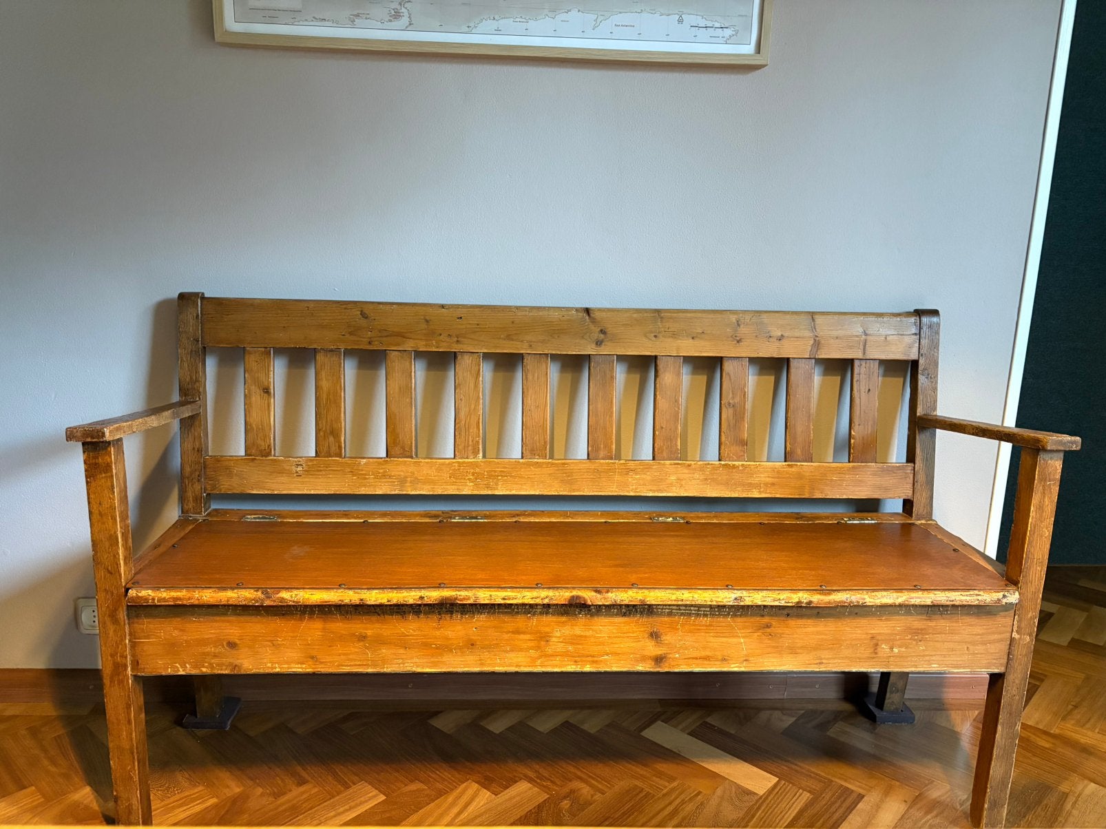 Houten klepbankje l1.52xbr0,45xh0.89.hoogte zitvlak 0.47z, Ophalen, Gebruikt, Hout