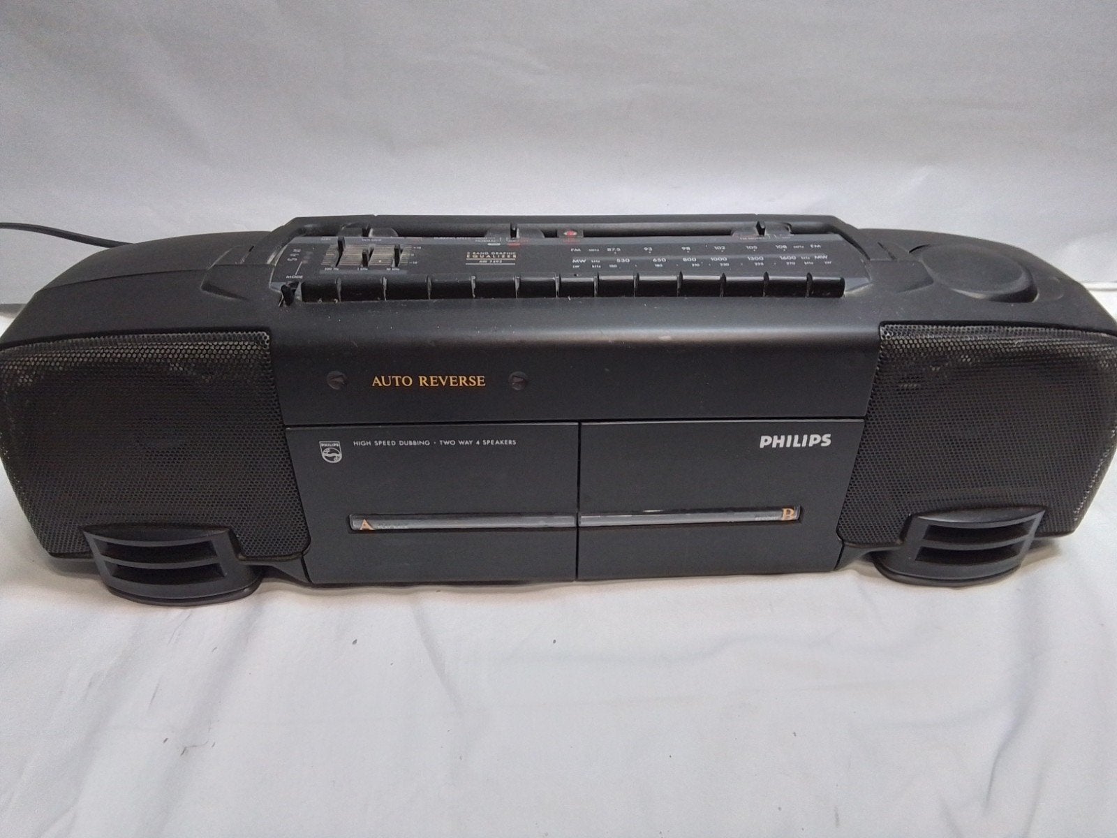 Philips AW 7492 Boombox met dubbele cassettedeck en radio, Ophalen, Bandrecorder, Met banden