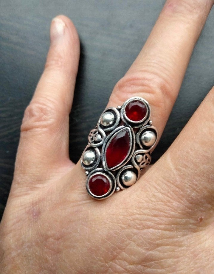granaat ring maat 18,75, Sieraden, Tassen en Uiterlijk, 18 tot 19, Verzenden, Nieuw, Dame
