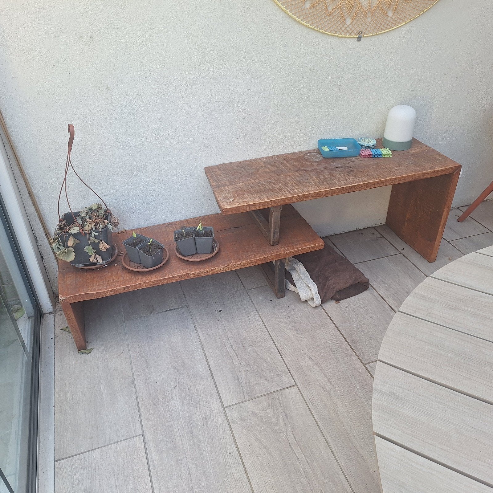 Houten plantenrek / bijzettafel, Ophalen of Verzenden, Gebruikt