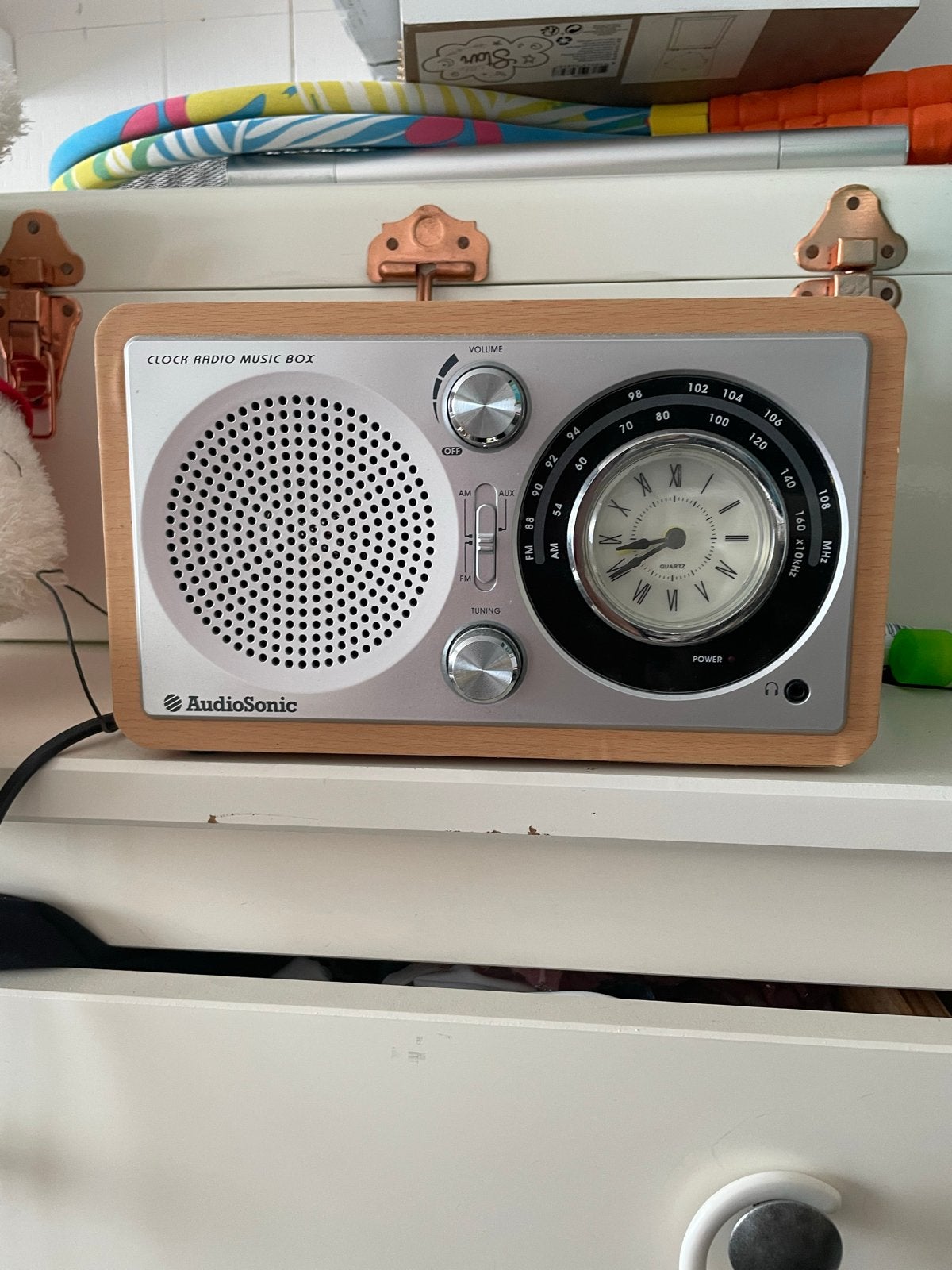 AudioSonic Klokradio Muziekdoos - Houtlook, Audio, Tv en Foto, Ophalen of Verzenden, Zo goed als nieuw, Radio