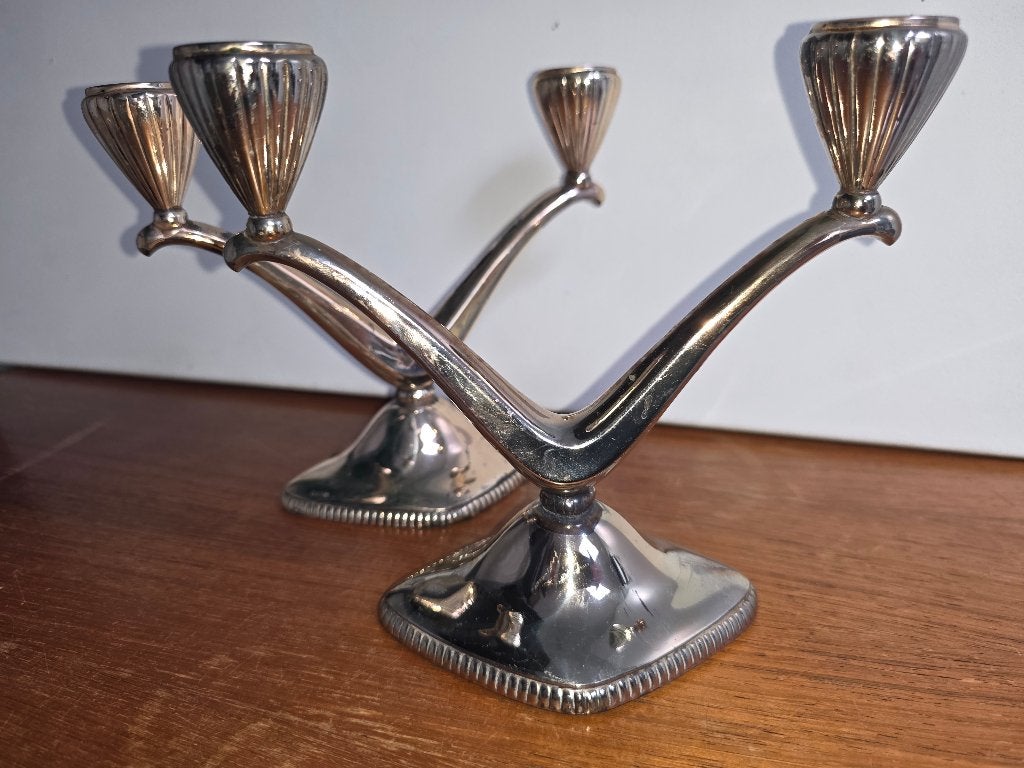 Vintage verzilverde meer-armige kandelaren, Ophalen of Verzenden