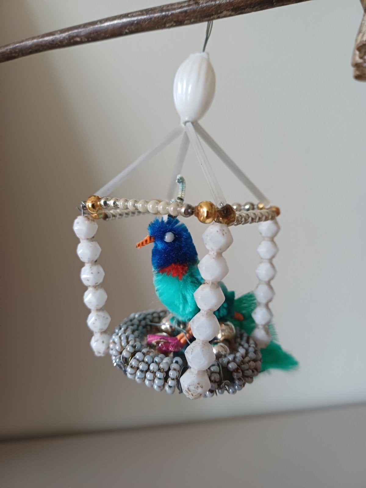 oude kerstbal van glas gablonzer vogel, Ophalen of Verzenden