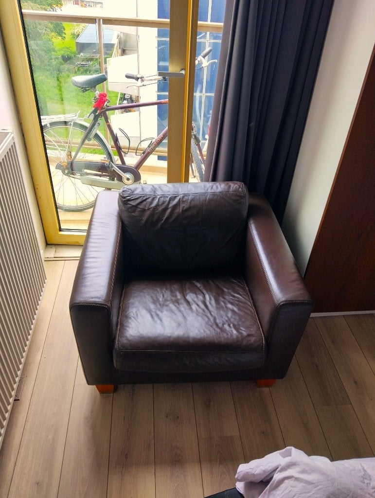 Leren Fauteuil, Huis en Inrichting, Fauteuils, Ophalen, Gebruikt, Klassiek, 50 tot 75 cm