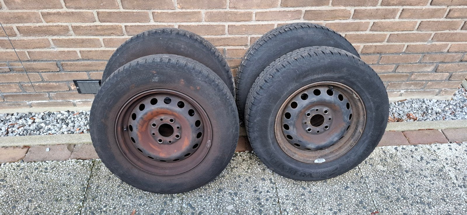 Velgen + banden Fiat Panda 4x100 - 155/80 R13, Auto diversen, Ophalen, Gebruikt