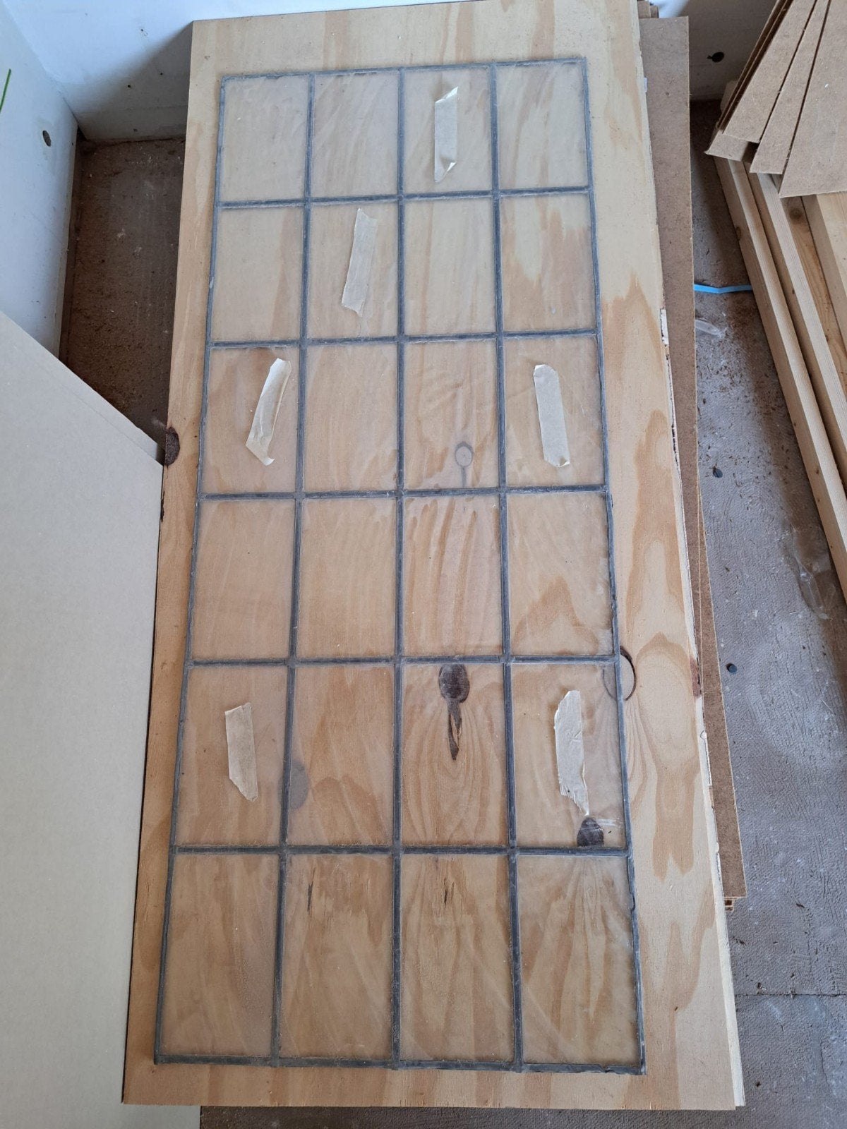 Glas in lood raam - Gebruikt, Ophalen, Gevelraam of Ruit, Gebruikt, Minder dan 80 cm