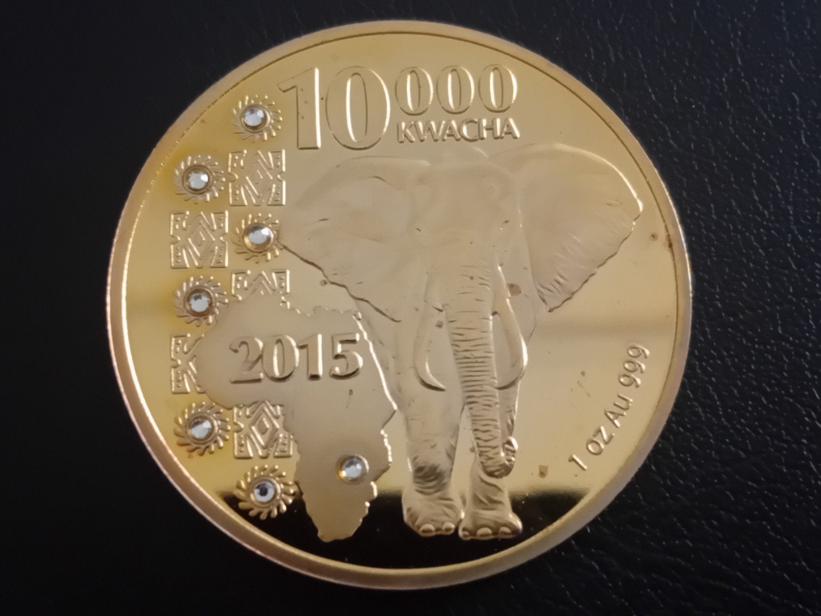 Replica Gouden Munt Zambia 2015 - 10000 Kwacha Olifant, Postzegels en Munten, Munten | Afrika, Ophalen of Verzenden, Zambia, Losse munt