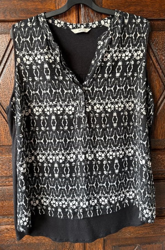 Zwart-wit bloesje, tuniek zonder mouw; Tchibo; maat 48/ 50, Kleding | Dames, Ophalen of Verzenden, Zo goed als nieuw, Zwart, Blouse of Tuniek