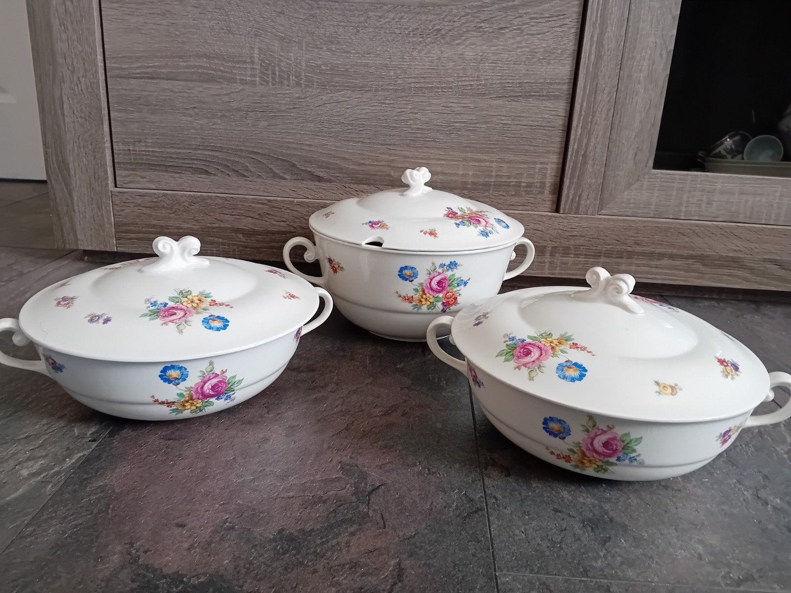 3x antieke schalen met deksel, Ophalen of Verzenden