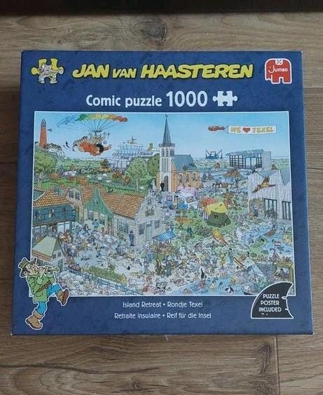 Jan van Haasteren Comic Puzzel - Island Retreat 1000 stukjes, Ophalen of Verzenden, 500 t/m 1500 stukjes, Zo goed als nieuw, Legpuzzel