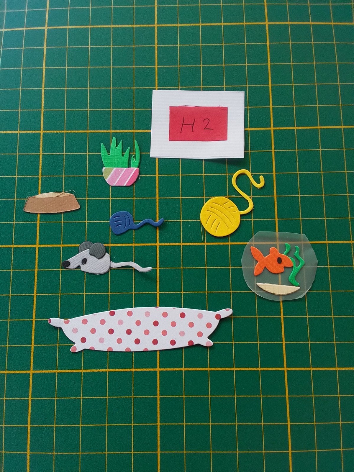 H2 Stansjes katten  accessoires met bedje en viskom, Ophalen of Verzenden, Nieuw, Overige thema's, Overige typen