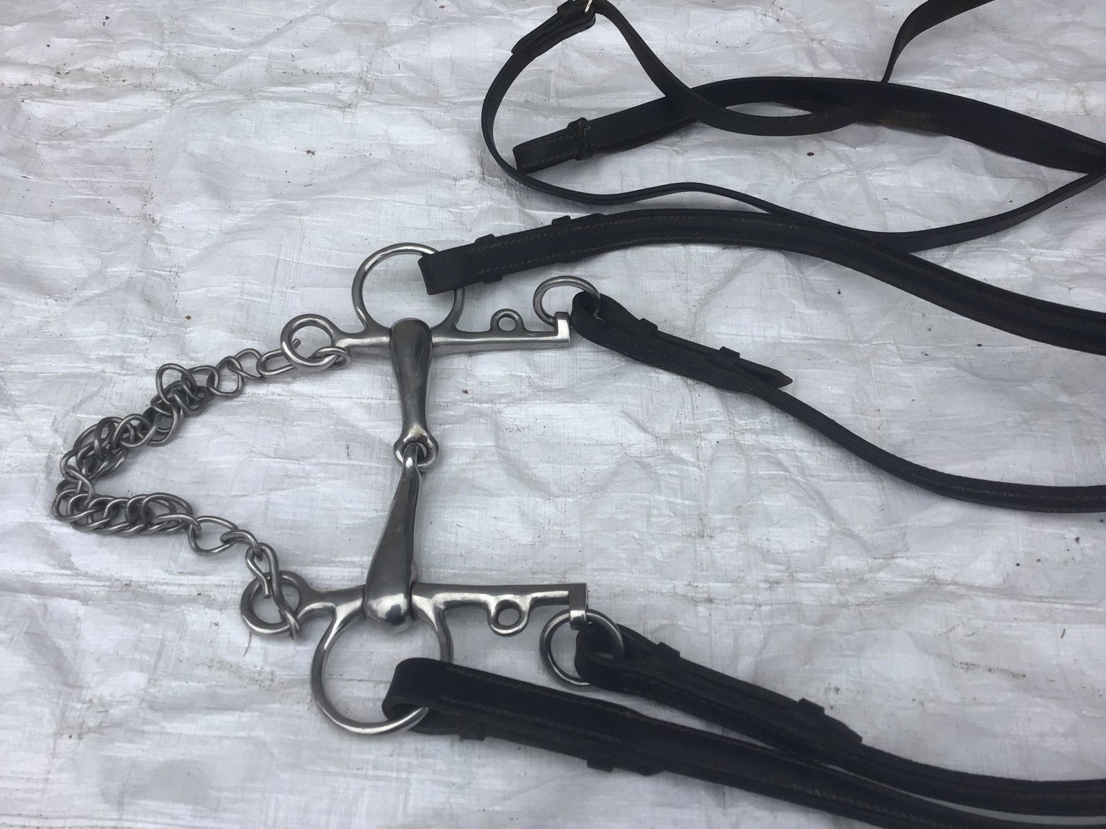 Pelhalmbit met dubbele teugel en kinketting, Ophalen of Verzenden, Zo goed als nieuw