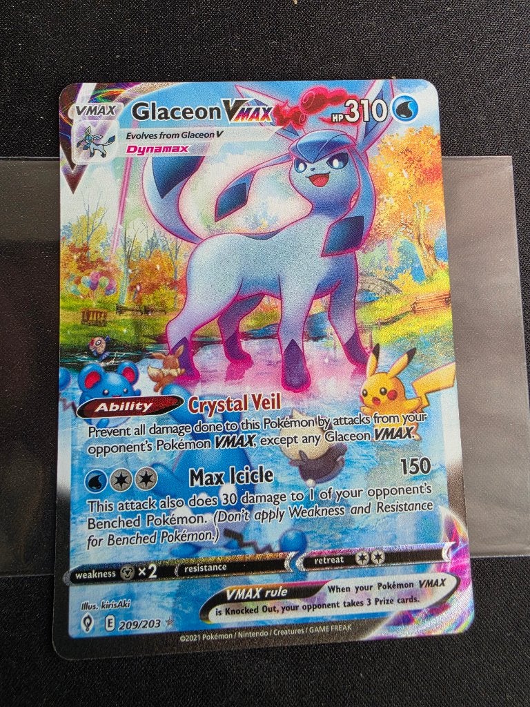 Glaceon VMAX (Alt Art Secret) EVS 209 - Topstaat, Ophalen of Verzenden, Zo goed als nieuw, Losse kaart, Foil