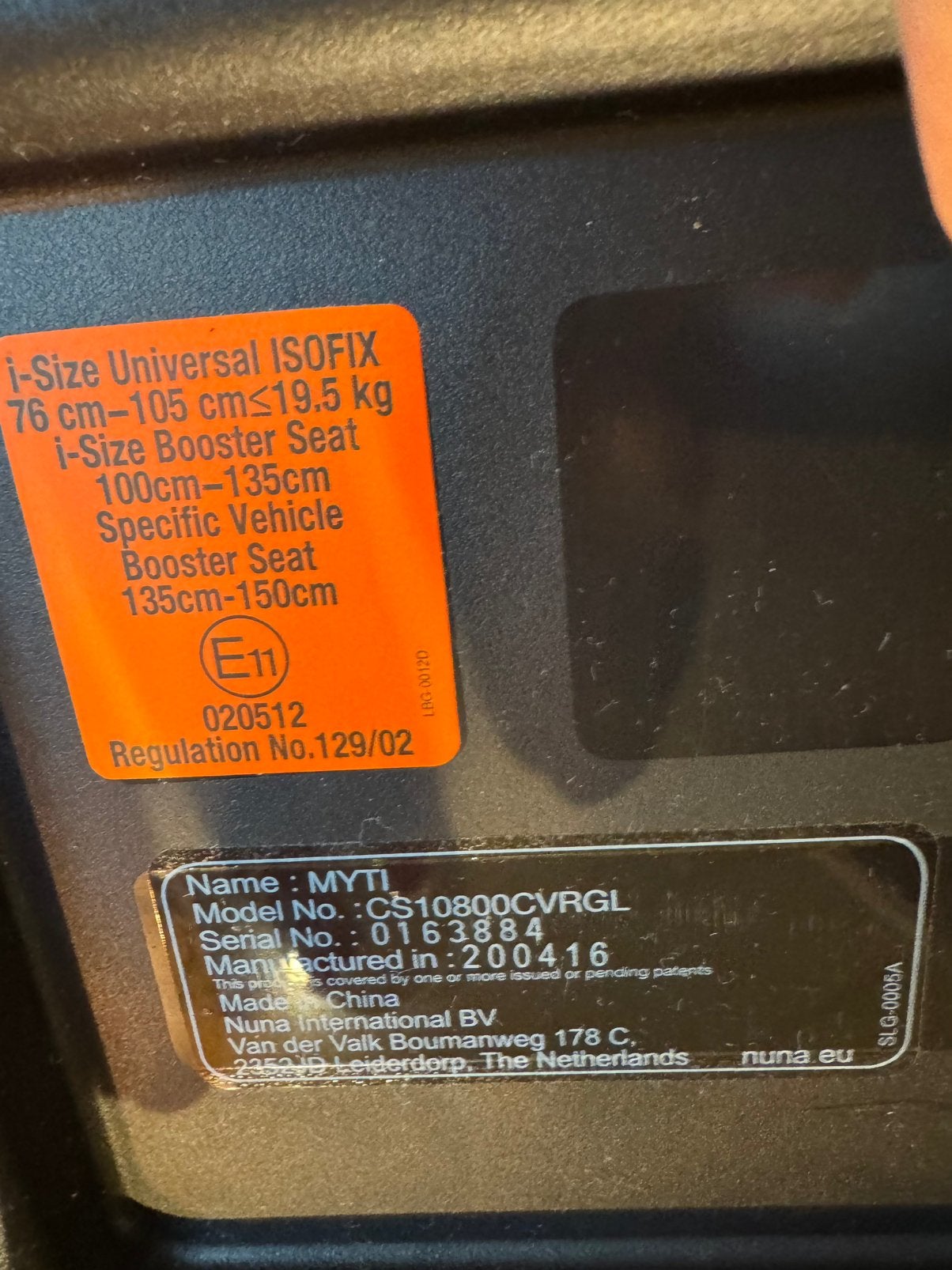 Nuna myti kinderzitje, Gebruikt, Isofix, 0 t/m 13 kg, Ophalen