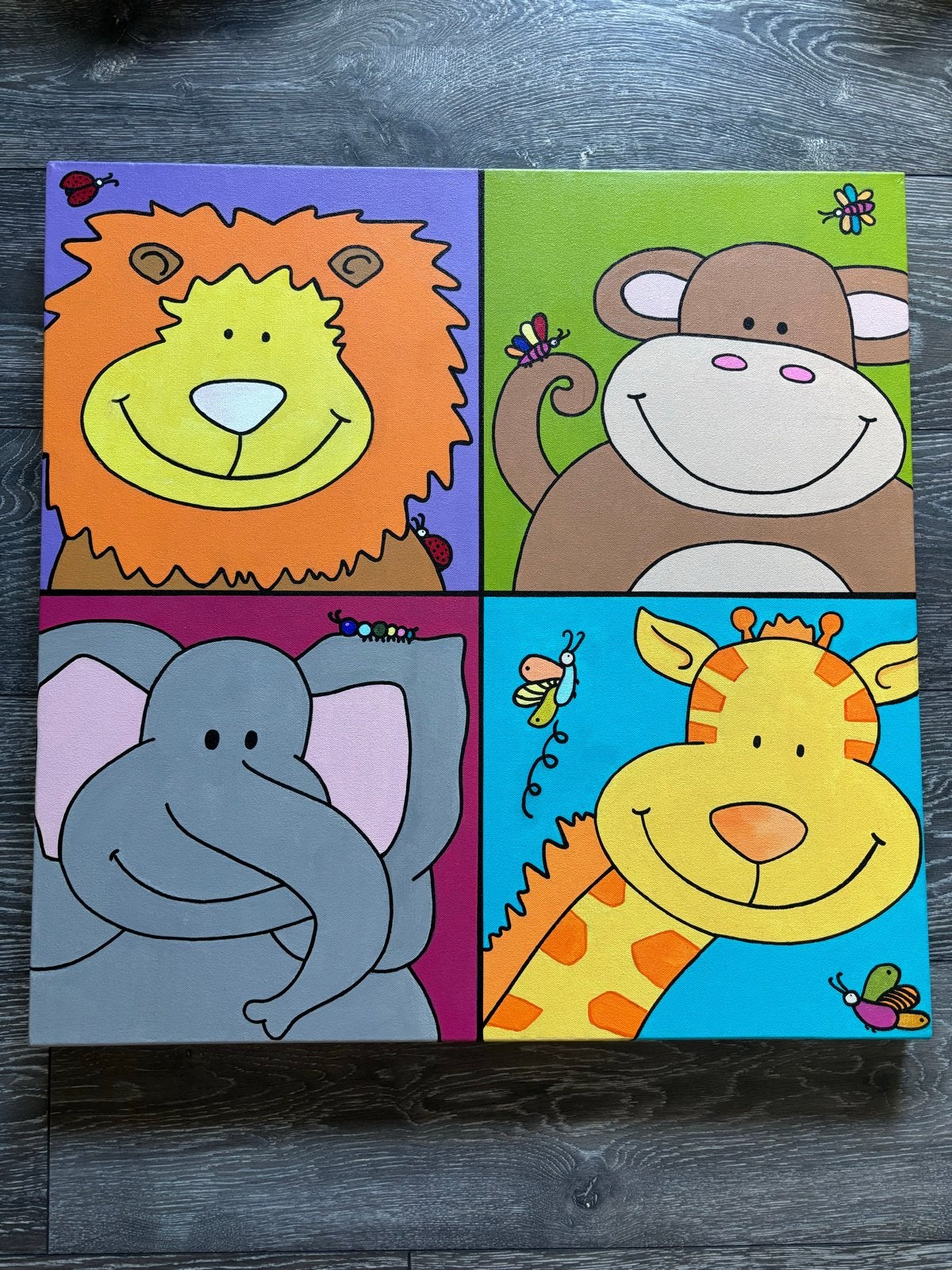 Leuke Dieren Canvas Schilderij - 59x59cm, Ophalen, 50 – 75, Zo goed als nieuw, Schilderij