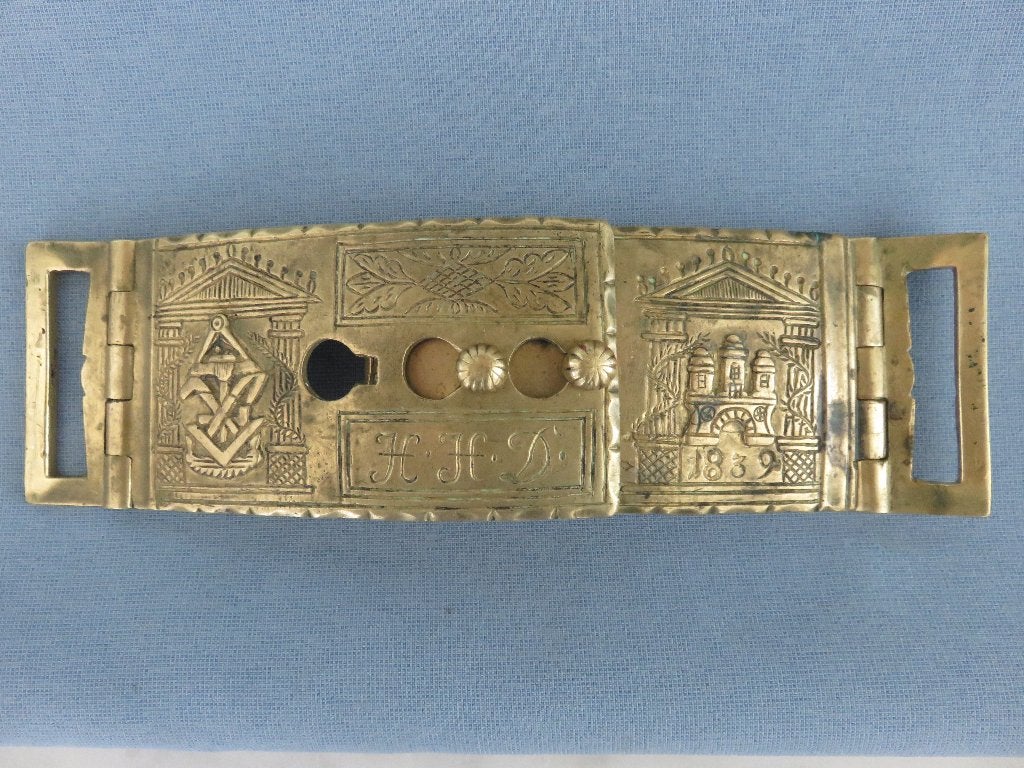 Vrijmetselarij - meester werkstuk van koppel in brons - 1839, Antiek en Kunst, Ophalen of Verzenden, Brons