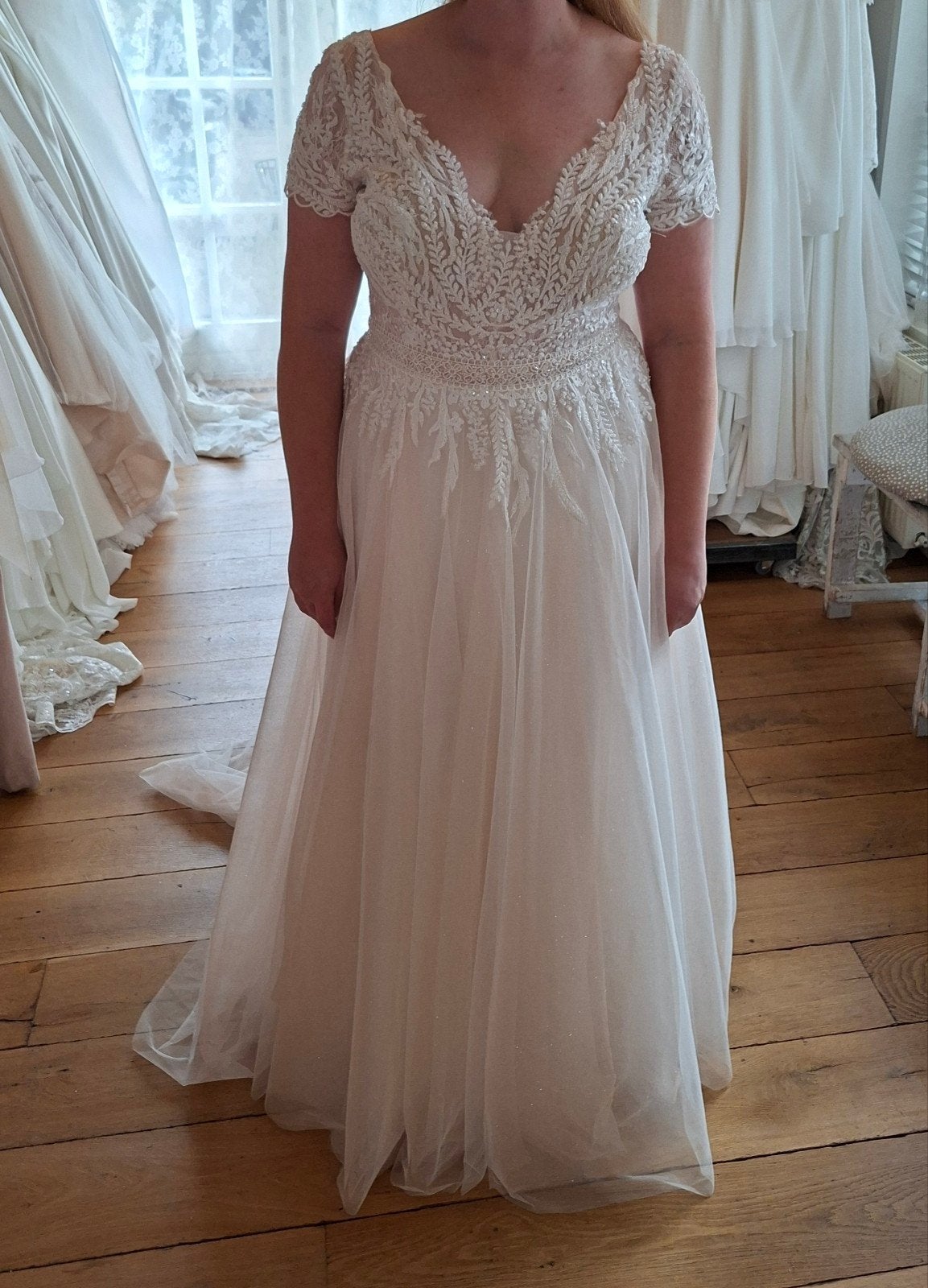 Prachtige Duett trouwjurk kant tule glitter blush maat 44 46, Kleding | Dames, Ophalen of Verzenden, Nieuw, Wit, Trouwjurk