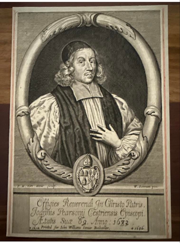 Antieke 17e Eeuwse Gravure: Bisschop John Pearson, Chester, Antiek en Kunst, Kunst | Etsen en Gravures, Ophalen of Verzenden