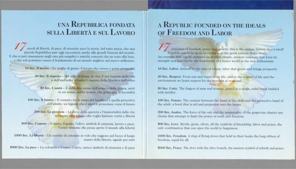 San Marino Muntset Lire 2001 – 17 Eeuwen van Vrijheid, Ophalen of Verzenden, Overige landen, Setje, Zilver