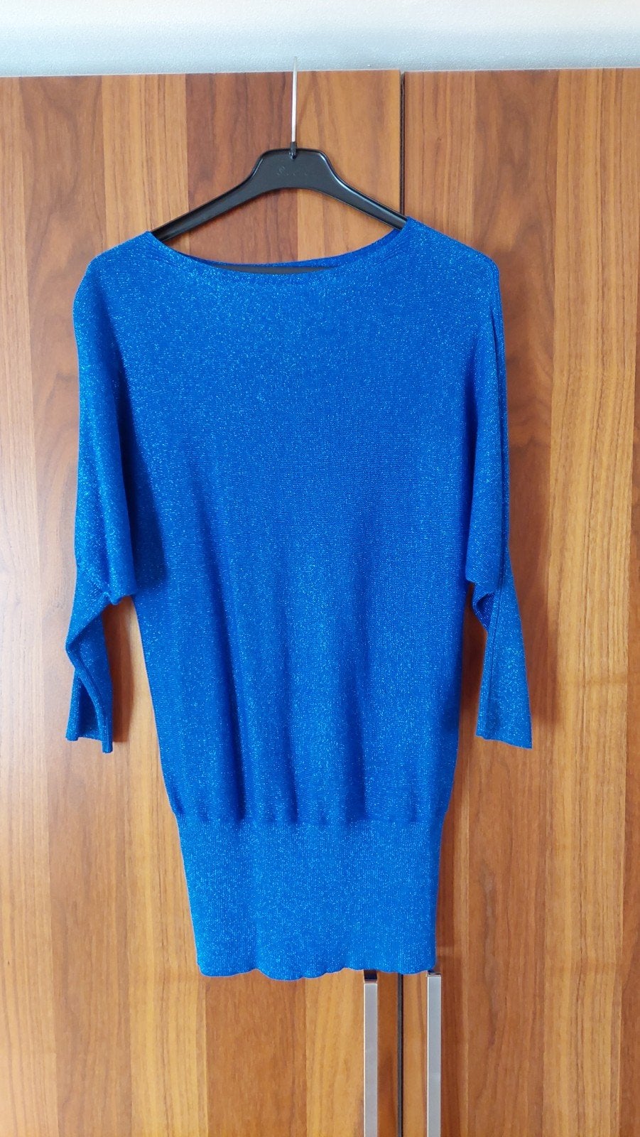 Belcci Blauwe Glitter Trui met Boothals en Driekwart Mouwen, Kleding | Dames, Belcci, Blauw, Maat 42/44 (L), Ophalen of Verzenden
