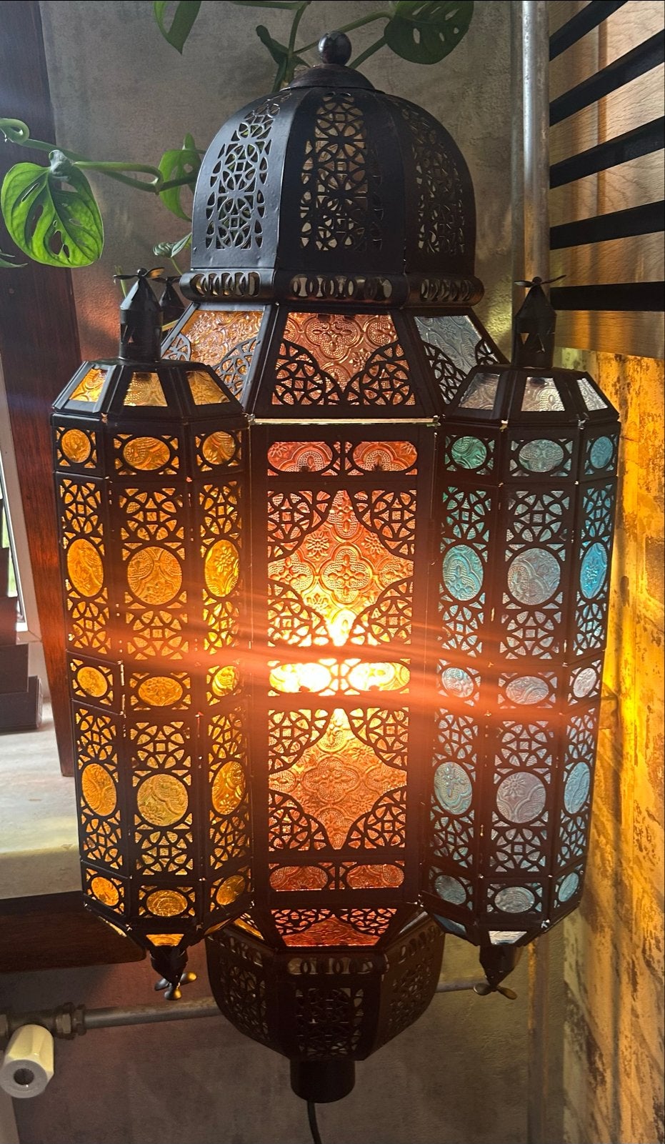 Oosterse Mozaïek Hanglamp - Sfeervolle Verlichting, Huis en Inrichting, Overige merken, Meerkleurig, E27 (groot), Zo goed als nieuw