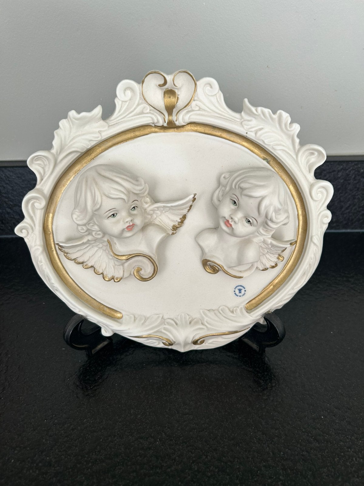 Capodimonte porseleinen reliëf wanddecoratie engeltjes putti, Ophalen of Verzenden