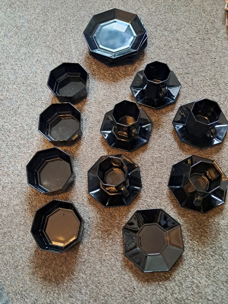 Dessert servies, vintage, Verzenden, Zo goed als nieuw, Glas, Overige stijlen