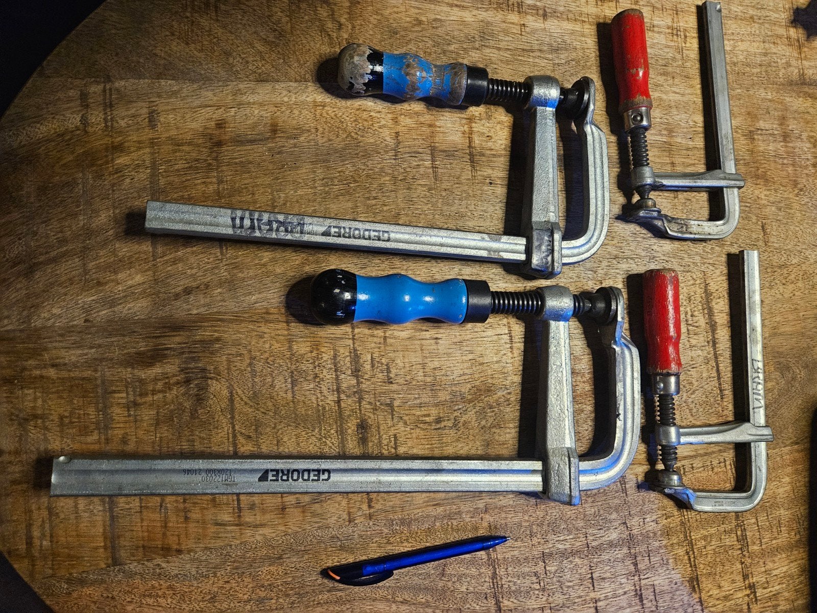 Set van 4 robuuste lijmklemmen / schroefklemmen, Ophalen of Verzenden, Gebruikt, Klem, Gedore