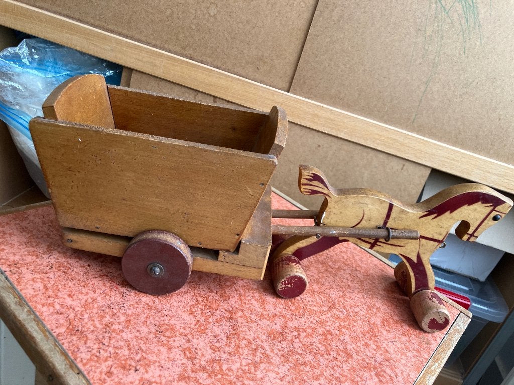 antieke paard en wagen, Antiek en Kunst, Antiek | Speelgoed, Ophalen of Verzenden