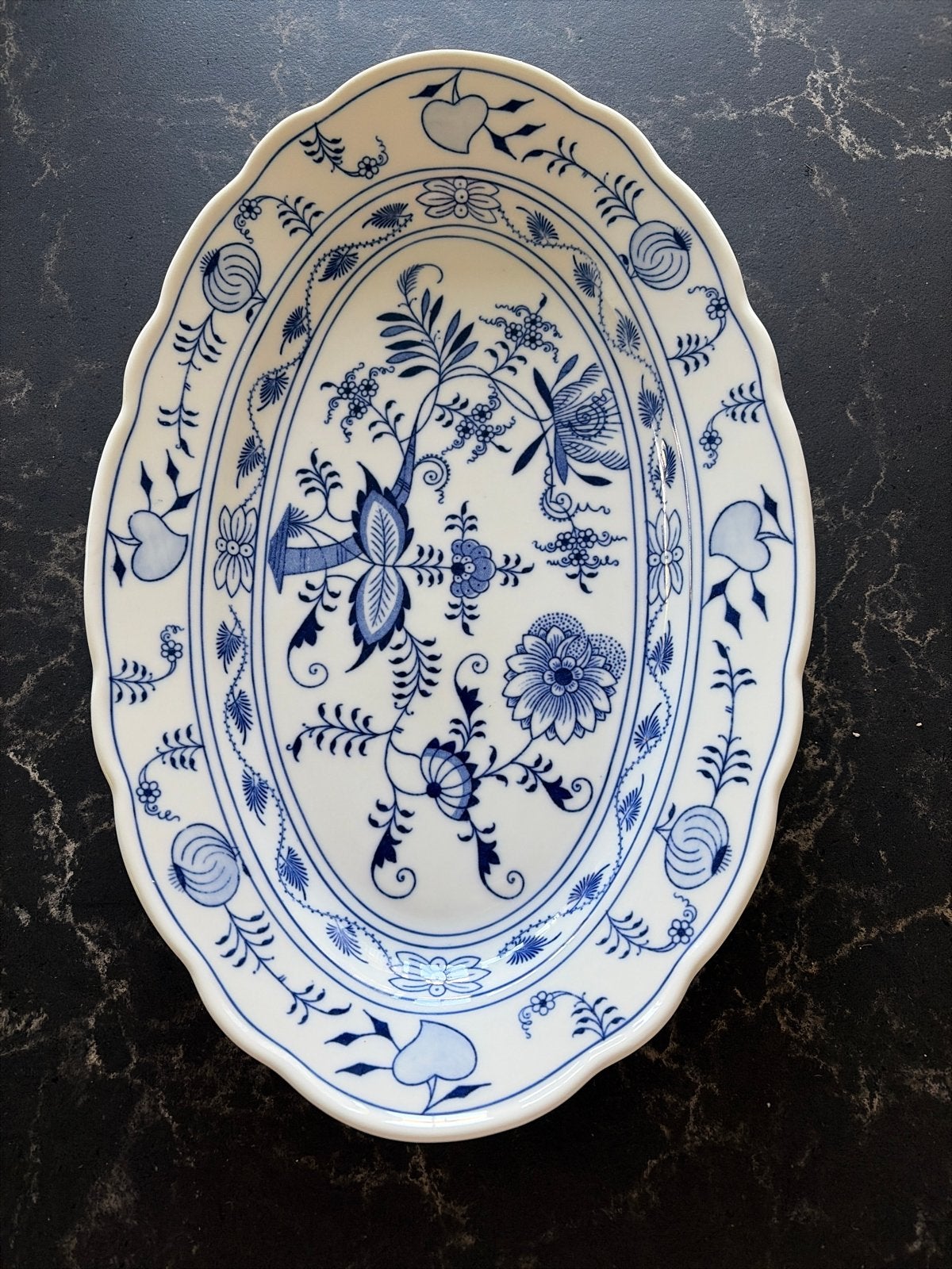 Zwiebelmuster Ovale Schaal - Tsjechisch Porselein 40x27cm, Ophalen of Verzenden