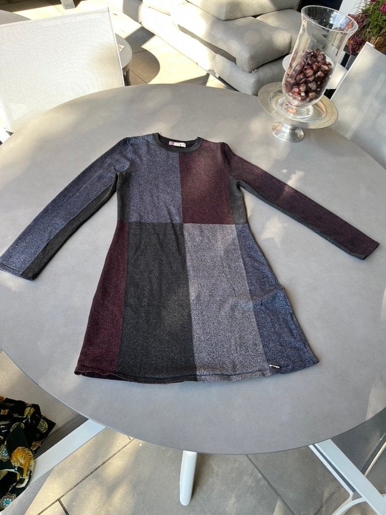 Blauw/rood Ted Baker jurkje, maat 3 = S, Overige kleuren, Verzenden, Zo goed als nieuw, Maat 36 (S)