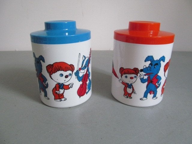 Twee vrolijke vintage OMO voorraad potjes beertje Colargol, Verzamelen, Ophalen of Verzenden, Gebruikt, Gebruiksvoorwerp