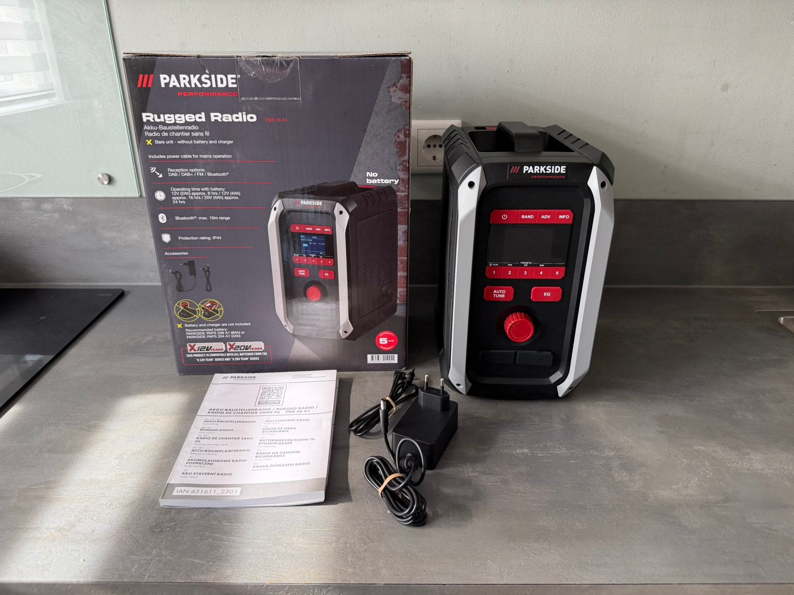 Parkside performance bouwradio FM DAB+ bluetooth, Ophalen of Verzenden, Zo goed als nieuw, Bouwradio