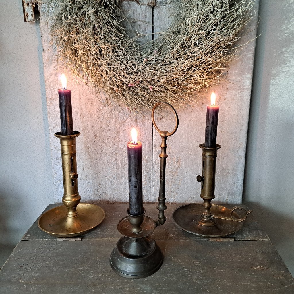 Oud brocante koperen kandelaar schuifkandelaar blaker Etage3, Gebruikt, ., Ophalen of Verzenden, .