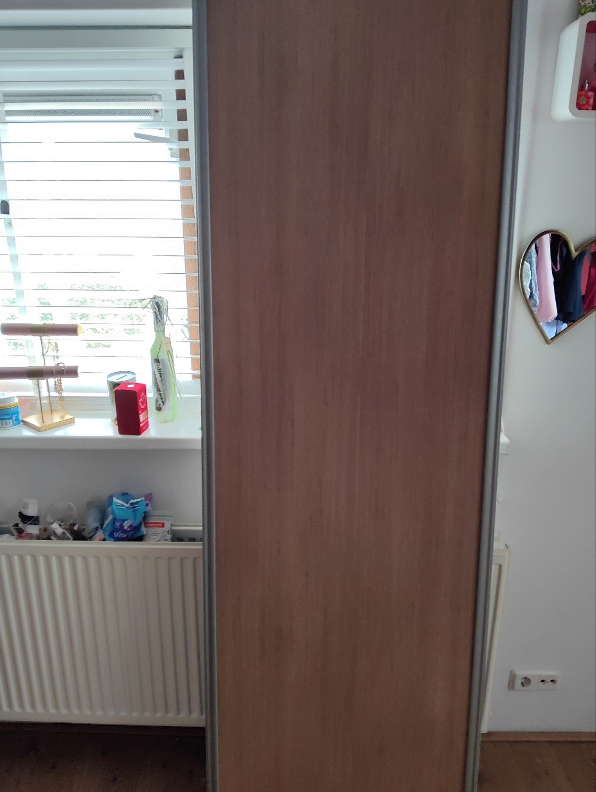 4 nette schuifdeuren (2 spiegel, 2 houtlook) met geleiders, Gebruikt, Minder dan 80 cm, Binnendeur, Ophalen of Verzenden
