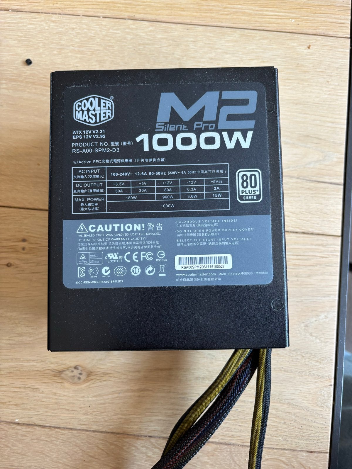 Cooler Master Silent Pro M2 1000W Voeding, Ophalen of Verzenden, Gebruikt
