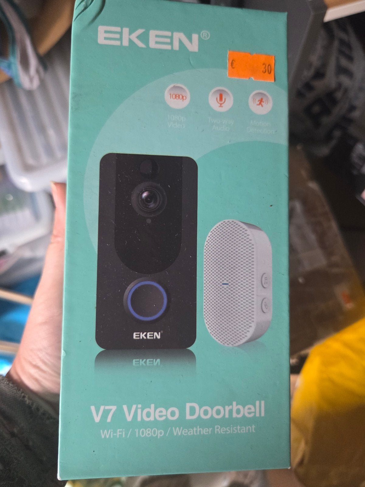 EKEN V7 Video Deurbel - Wi-Fi, 1080p, Weerbestendig, Ophalen of Verzenden, Bewegingsdetectiesensor, Nieuw, Draadloos