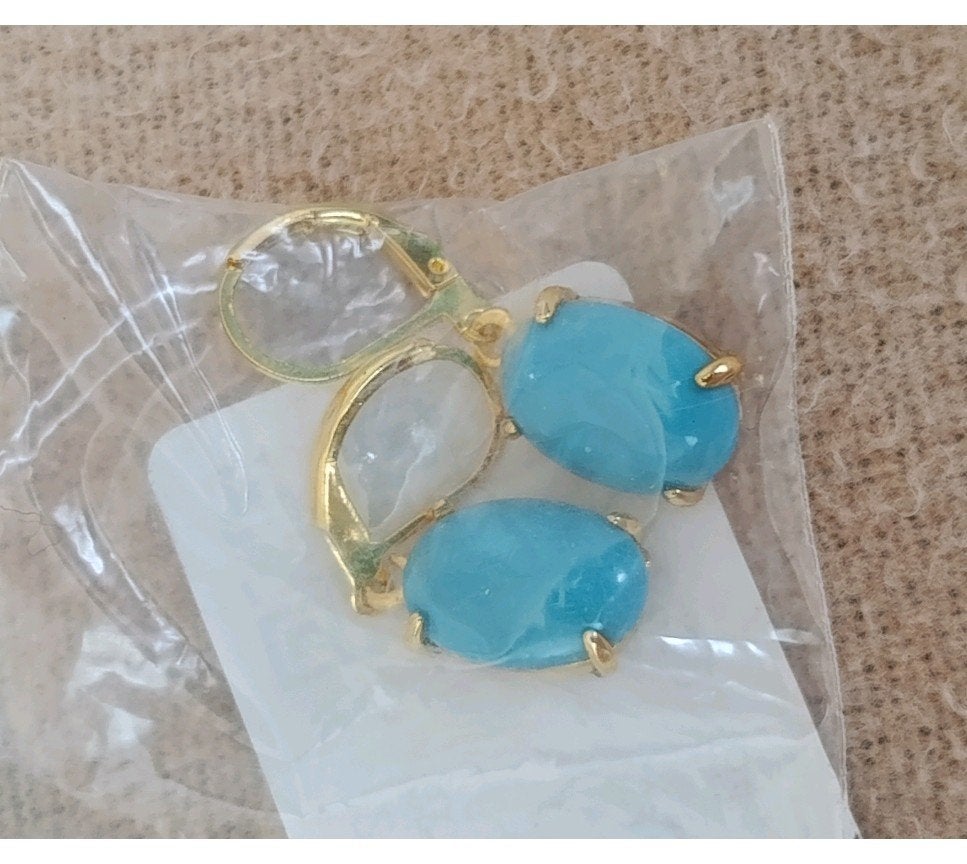 oorbellen turquoise steen, Verzenden, Nieuw, Goud, Hangers